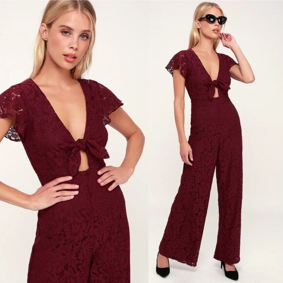 NWT Revolve Sage Label Love You Still Wine Jumpsuit Large Wie Leg Bohemian New L - Picture 2 of 11